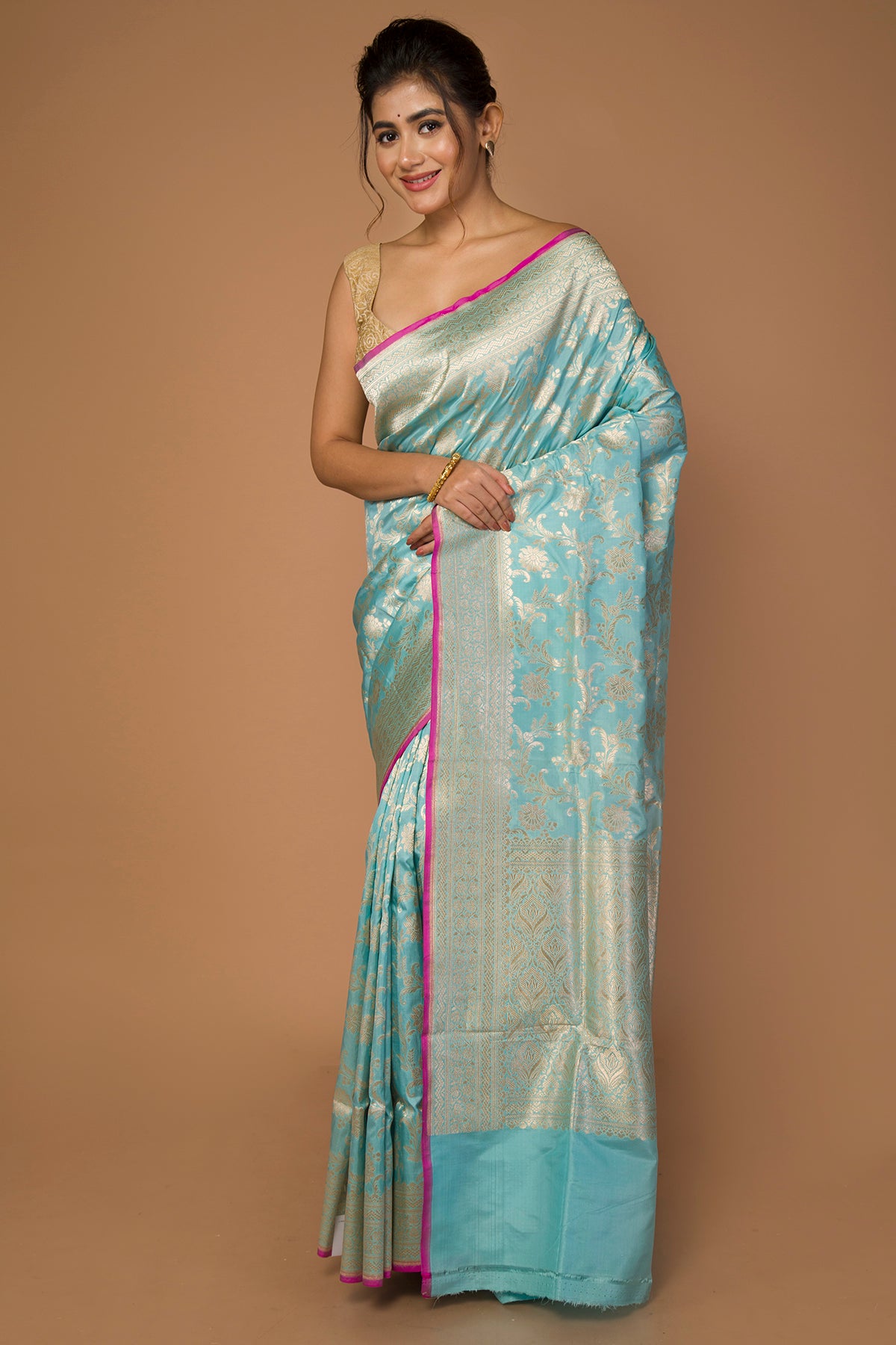 Banarasi Silk Jaal Sky Blue Saree