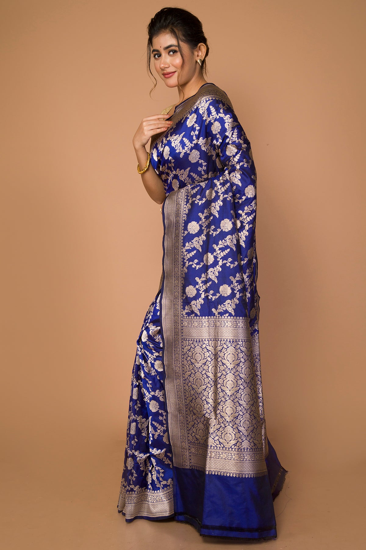 Banarasi Silk Jaal Royal Blue Saree