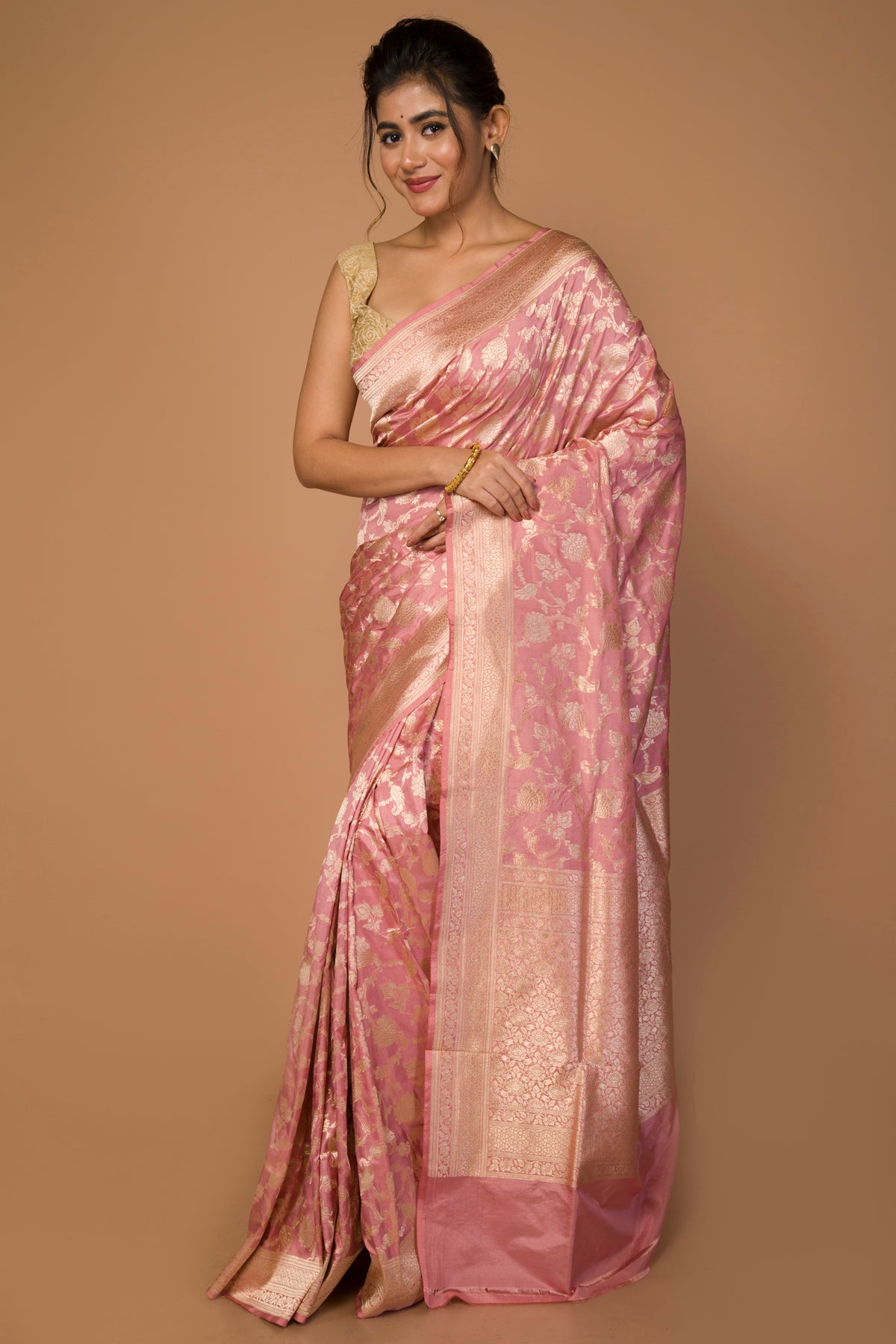 Banarasi Silk Jaal Baby Pink Saree