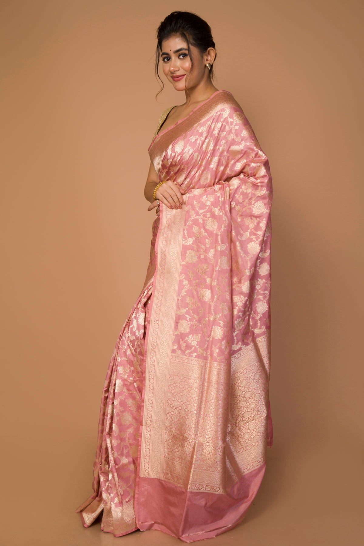 Banarasi Silk Jaal Baby Pink Saree
