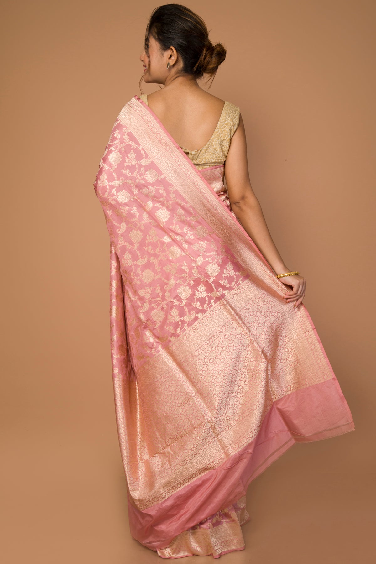 Banarasi Silk Jaal Baby Pink Saree