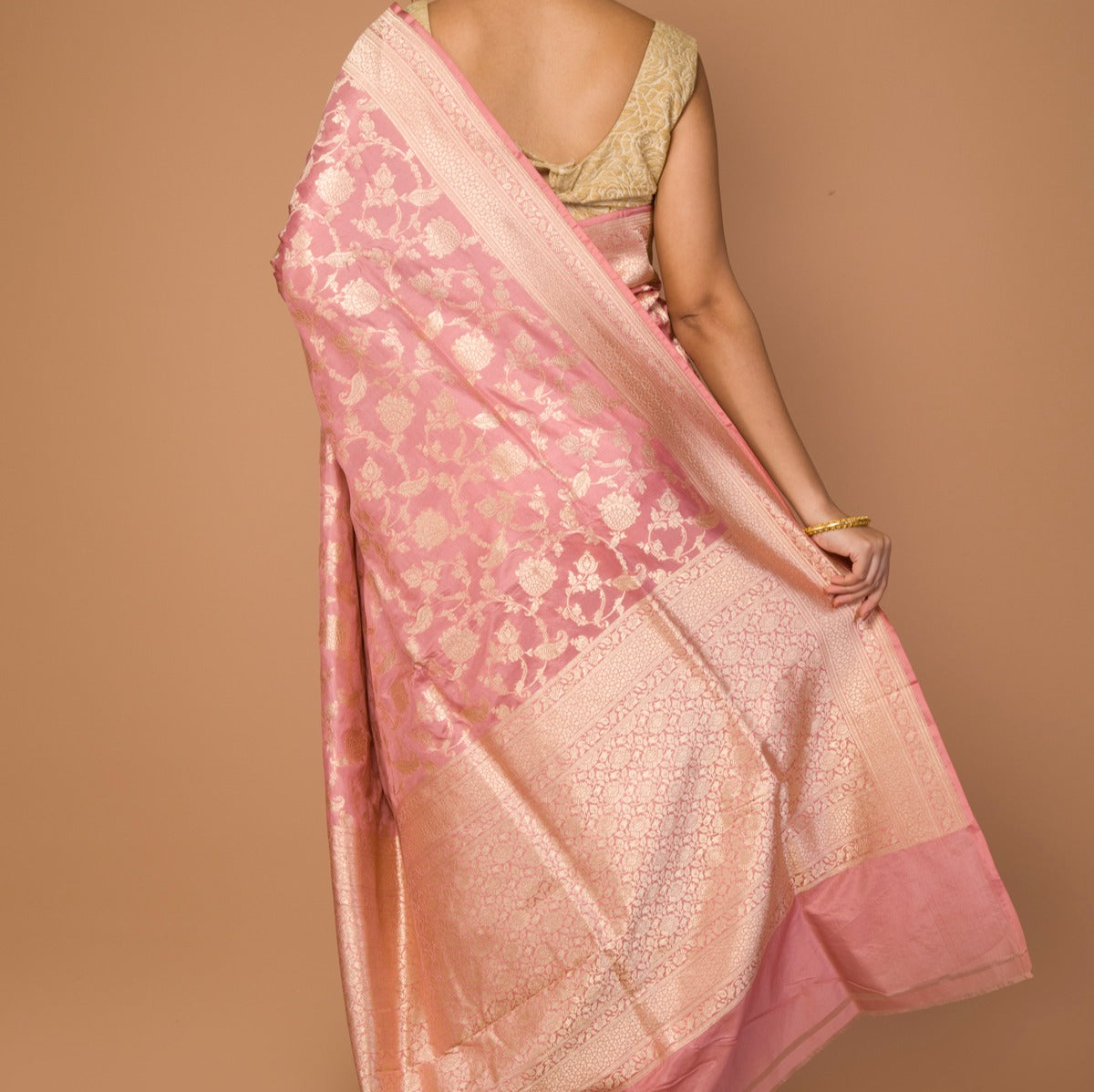 Banarasi Silk Jaal Baby Pink Saree