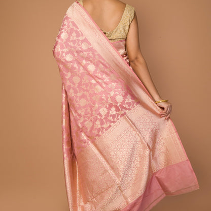 Banarasi Silk Jaal Baby Pink Saree
