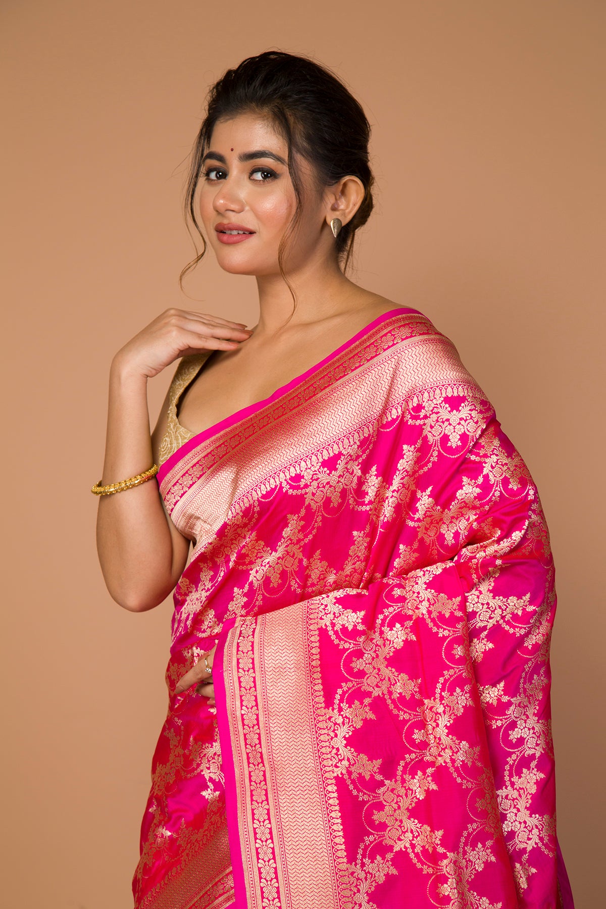 Banarasi Silk Jaal Pink Saree