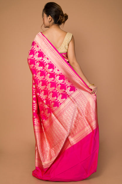 Banarasi Silk Jaal Pink Saree
