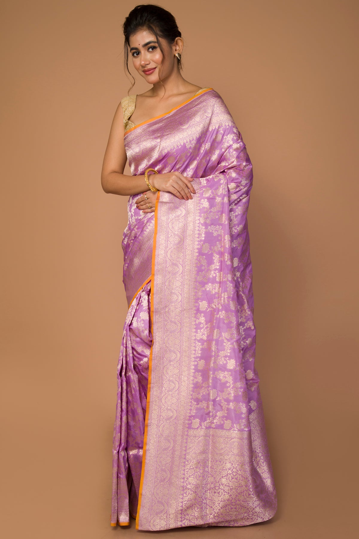 Banarasi Silk Jaal Lavender Saree