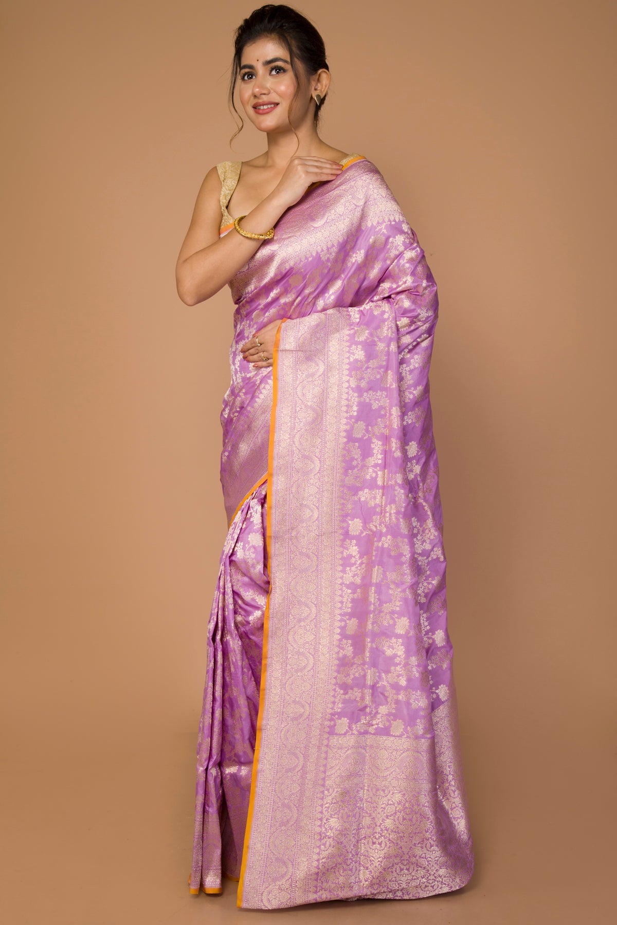 Banarasi Silk Jaal Lavender Saree