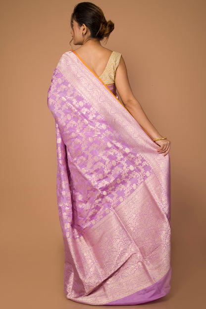 Banarasi Silk Jaal Lavender Saree