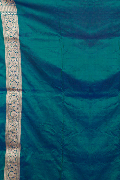 Banarasi Silk Butta Dual Tone Green And Blue Saree