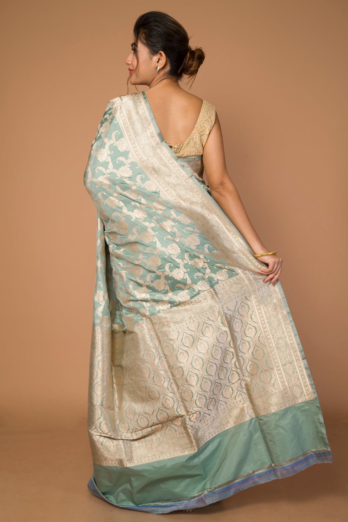 Banarasi Silk Jaal Pastel Green Saree