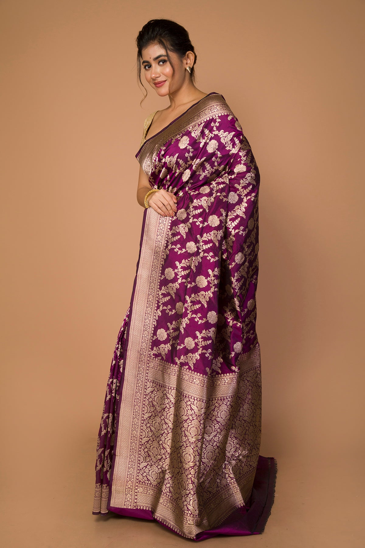 Banarasi Silk Jaal Purple Saree