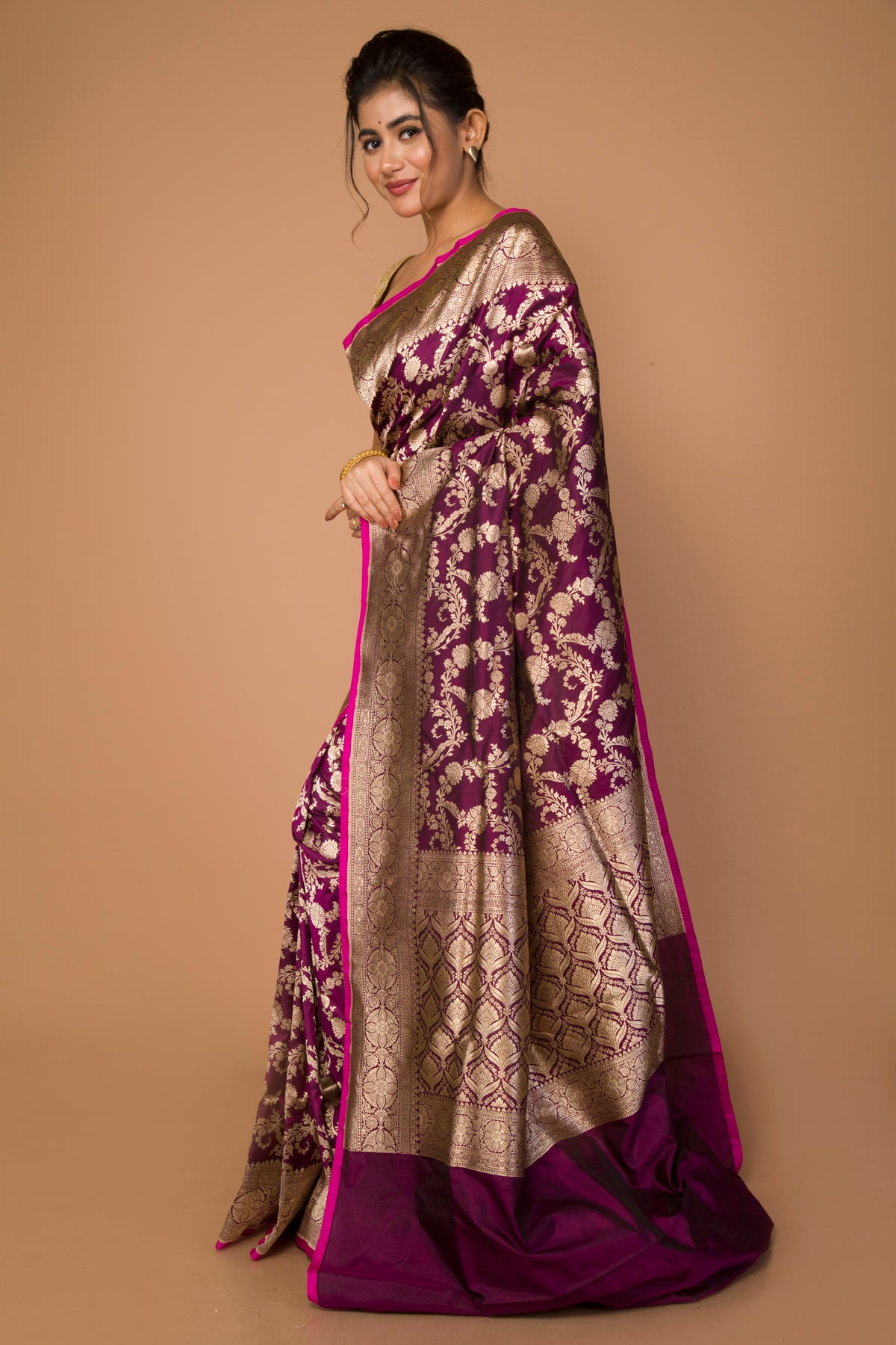 Banarasi Silk Jaal Purple Saree