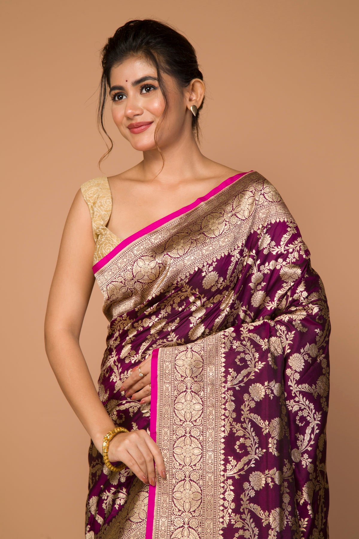 Banarasi Silk Jaal Purple Saree