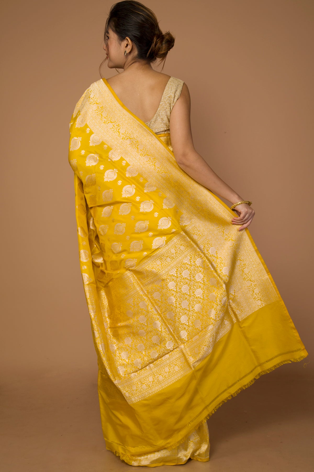 Banarasi Silk Jaal Yellow Saree
