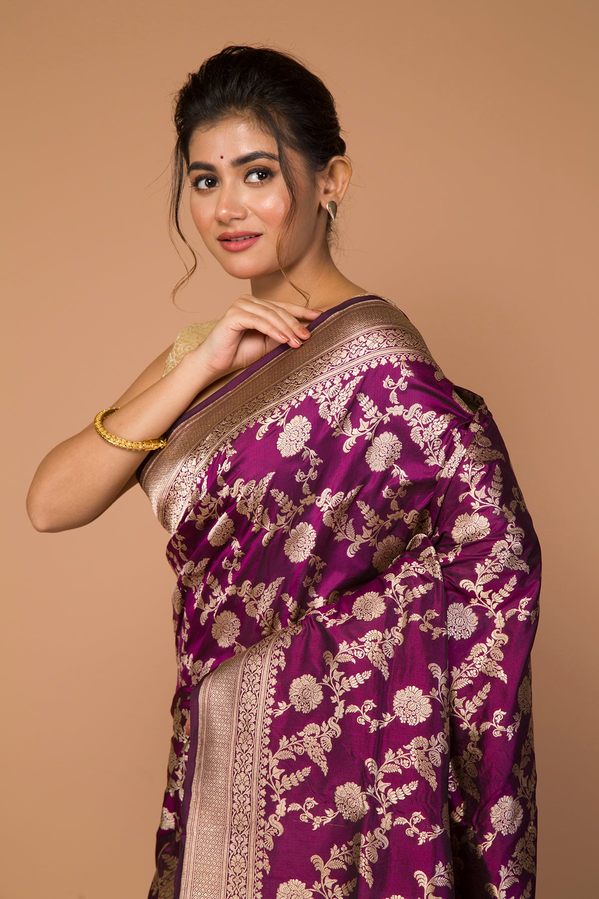 Banarasi Silk Jaal Purple Saree