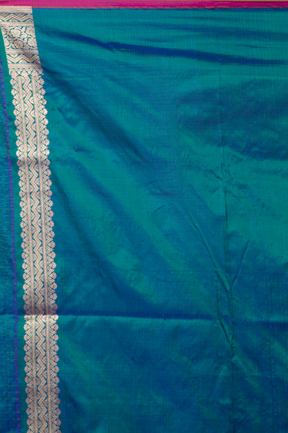 Banarasi Silk Jaal Dual Tone Green And Blue Saree
