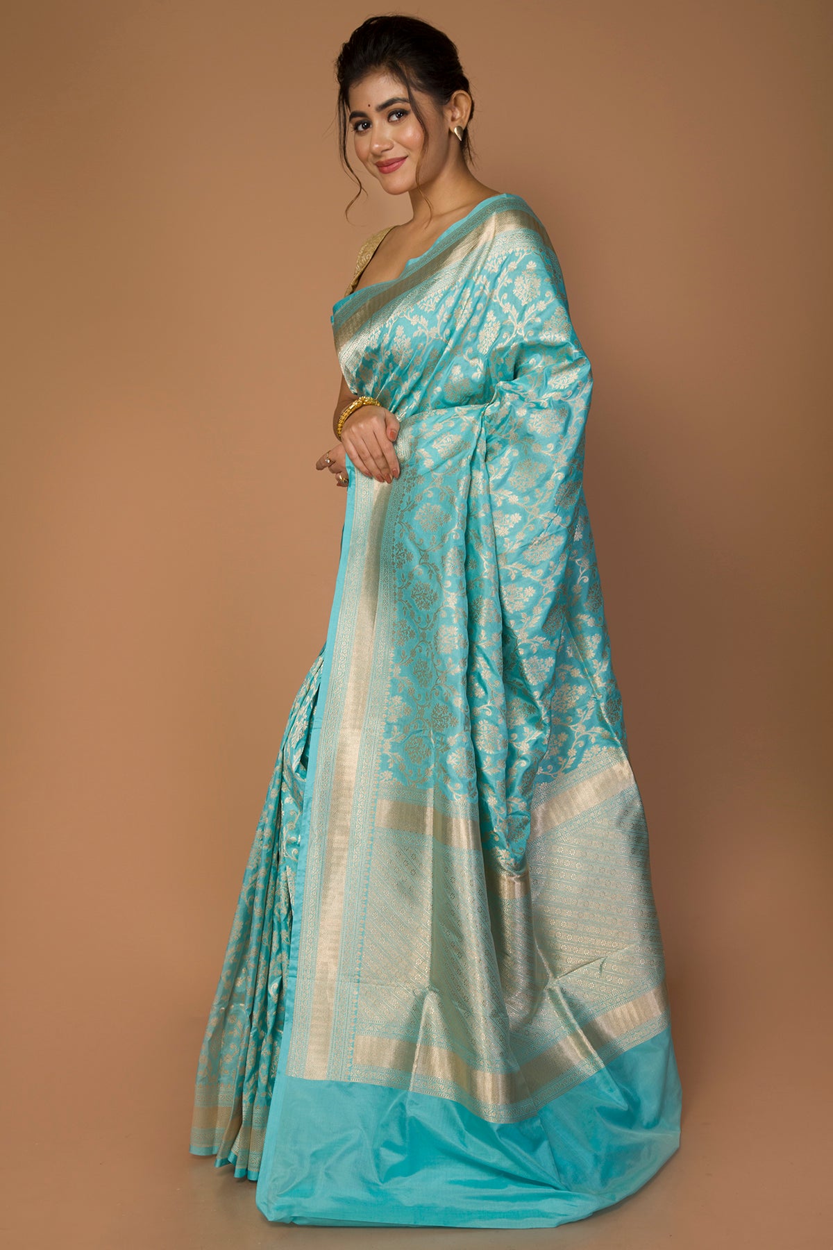 Banarasi Silk Jaal Sky Blue Saree