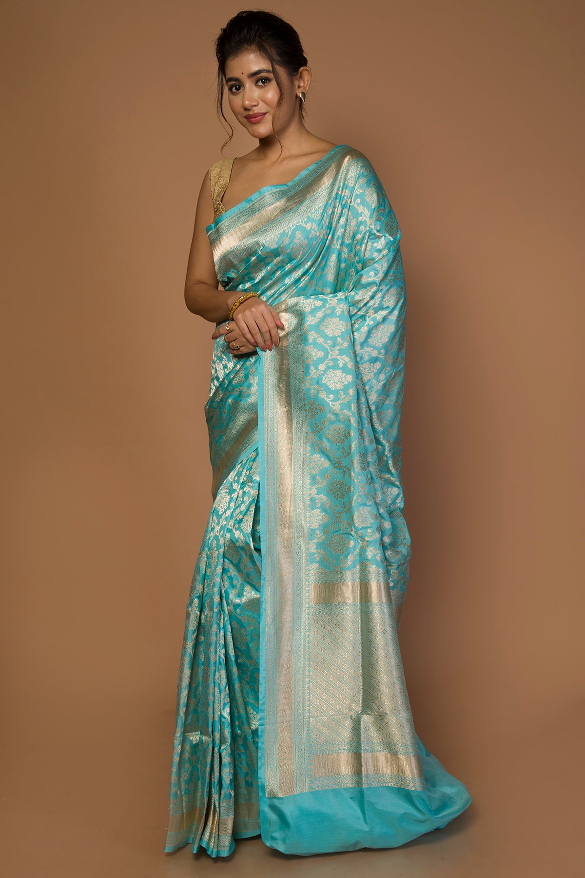 Banarasi Silk Jaal Sky Blue Saree