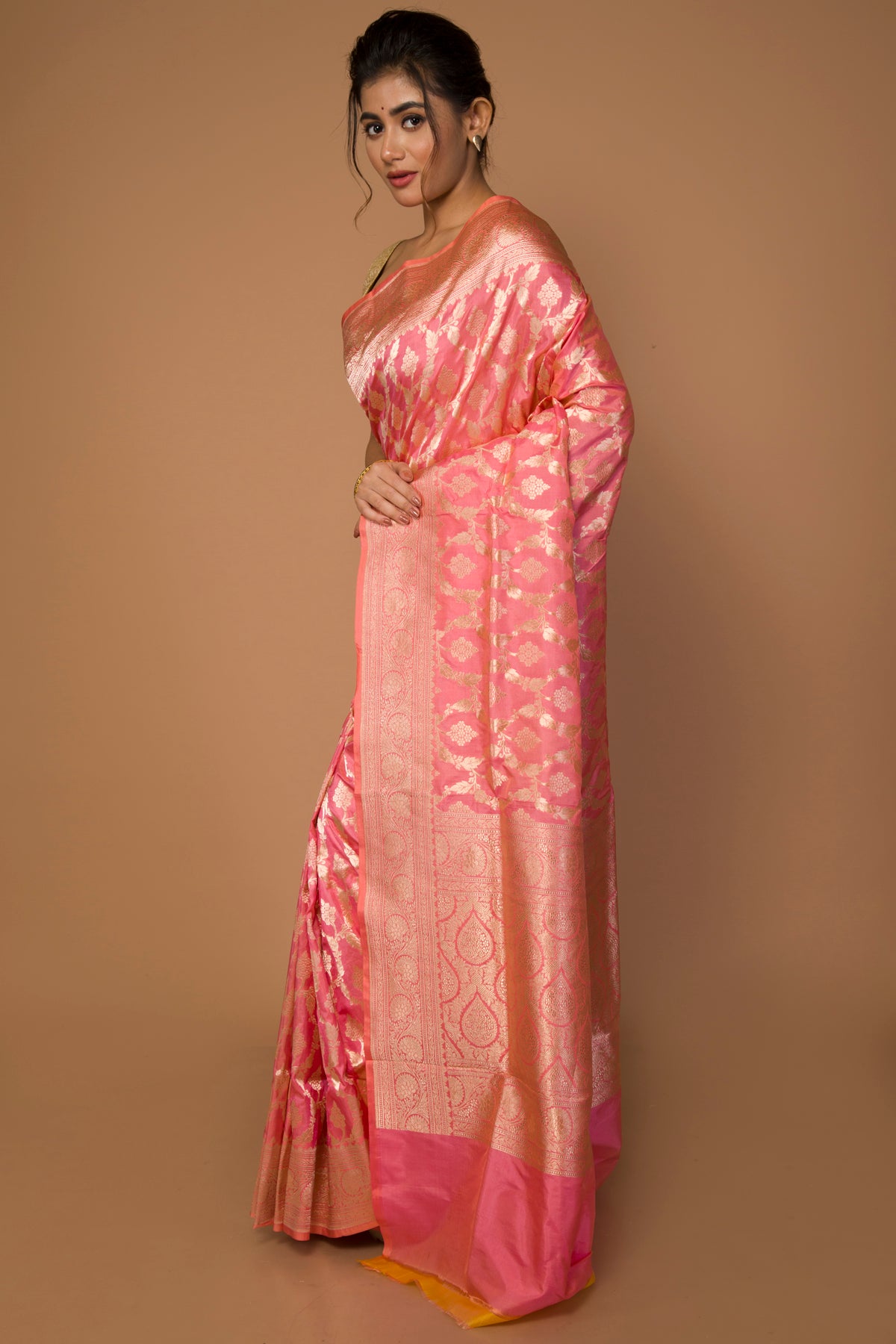 Banarasi Silk Jaal Pink Saree