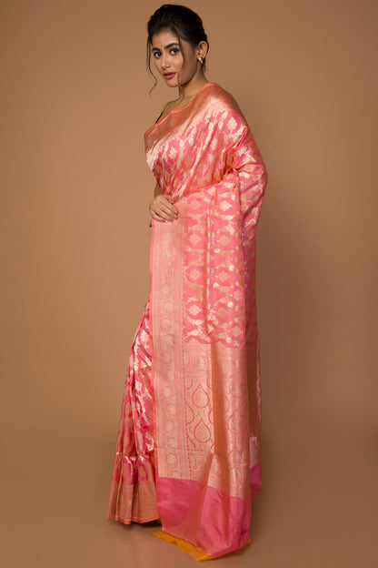 Banarasi Silk Jaal Pink Saree