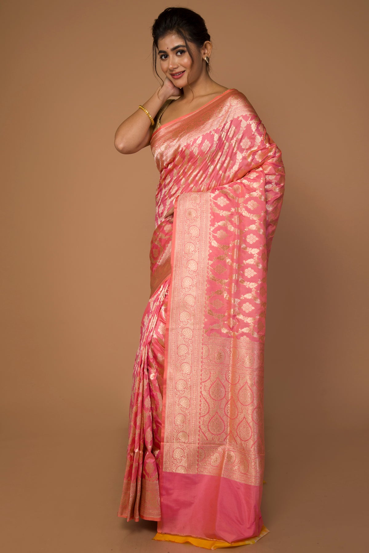 Banarasi Silk Jaal Pink Saree