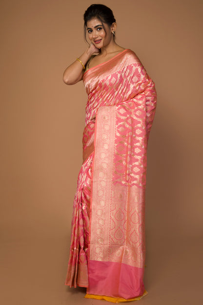 Banarasi Silk Jaal Pink Saree