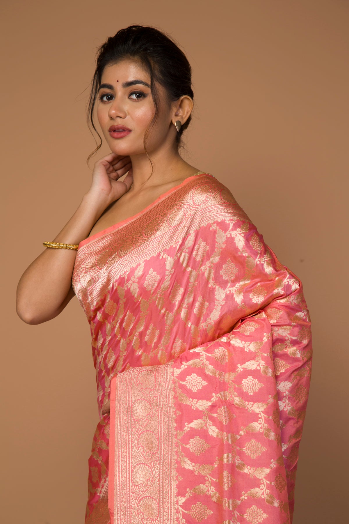 Banarasi Silk Jaal Pink Saree