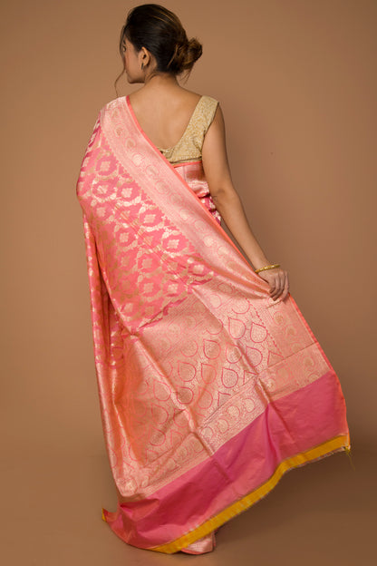 Banarasi Silk Jaal Pink Saree