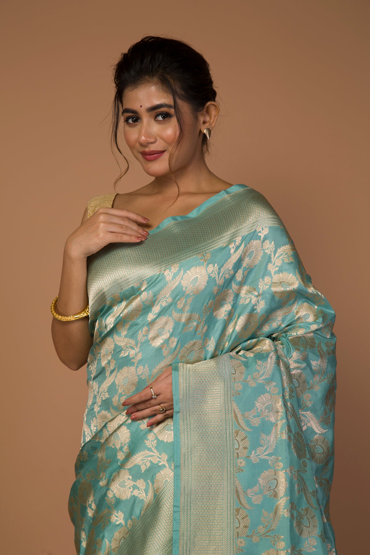 Banarasi Silk Jaal Pastel Blue Saree