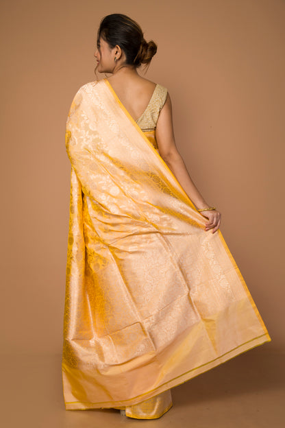 Banarasi Silk Jaal Yellow Saree