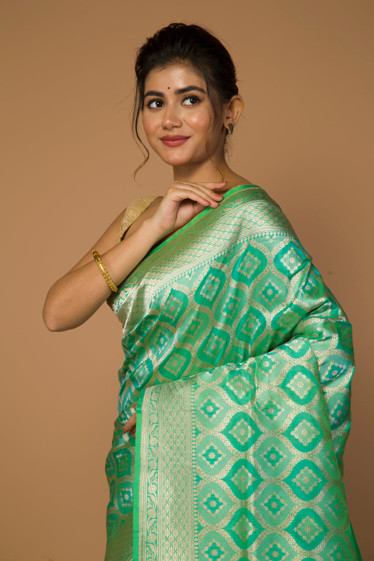 Banarasi Silk Jaal Green Saree