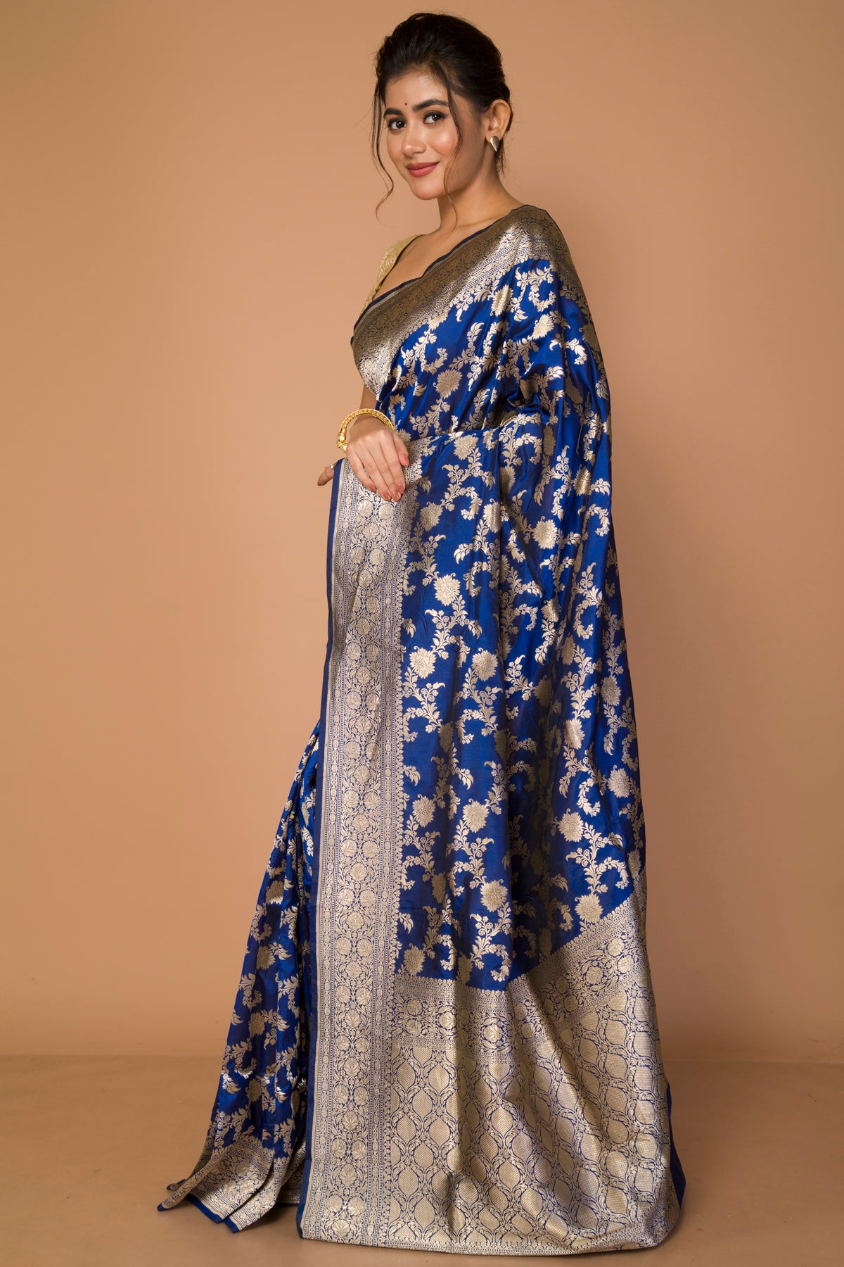 Banarasi Silk Jaal Royal Blue Saree