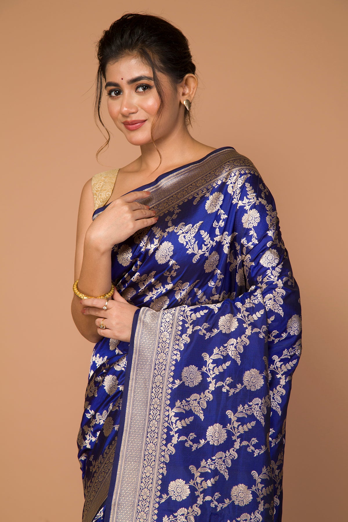 Banarasi Silk Jaal Royal Blue Saree