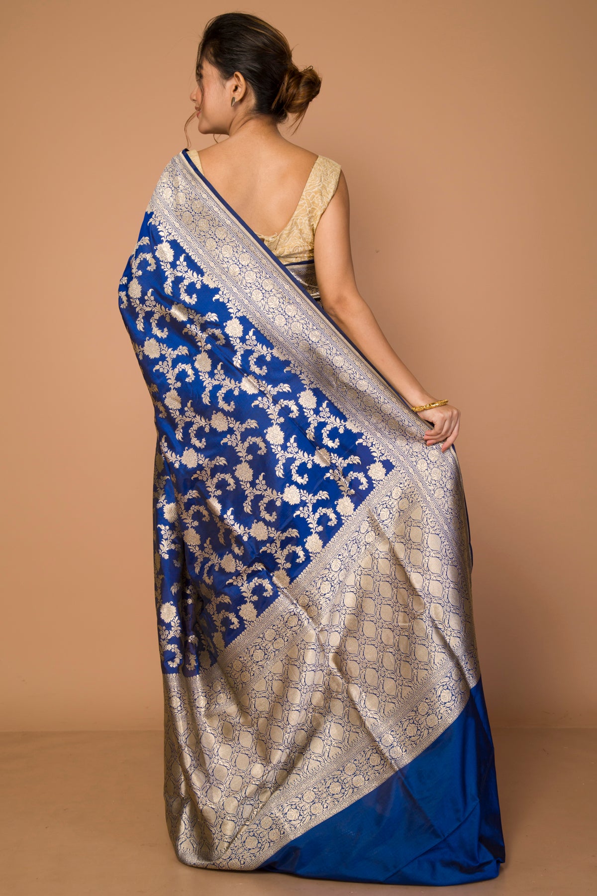 Banarasi Silk Jaal Royal Blue Saree