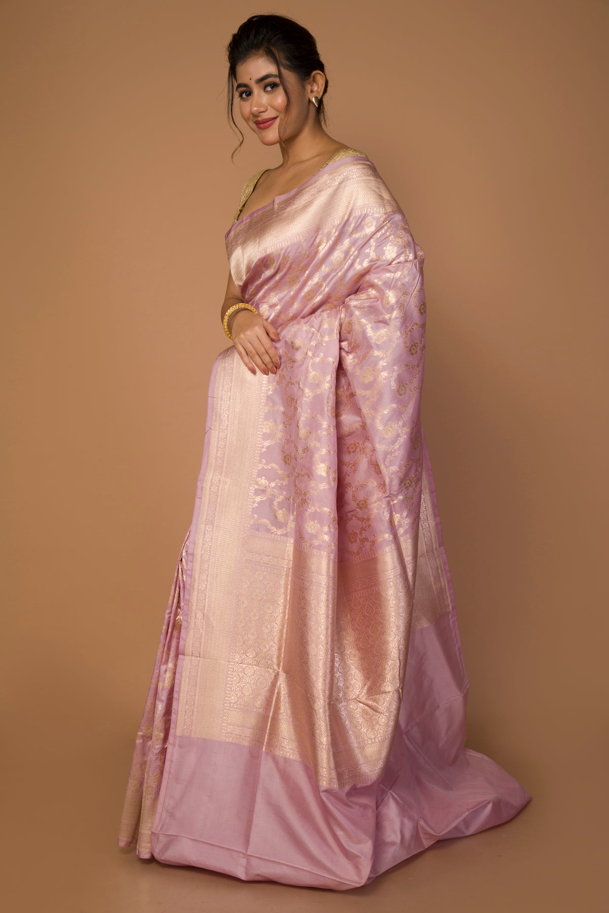 Banarasi Silk Jaal Baby Pink Saree