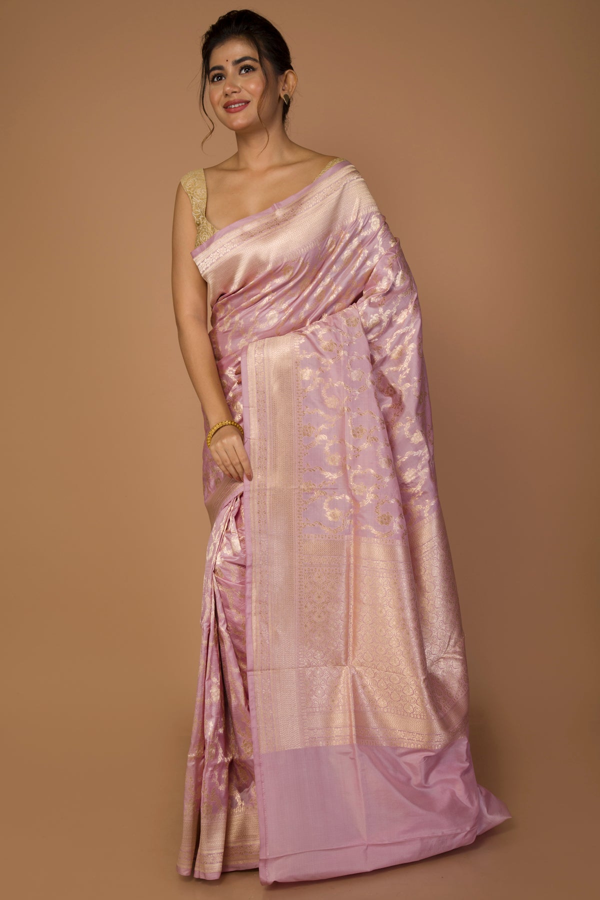 Banarasi Silk Jaal Baby Pink Saree
