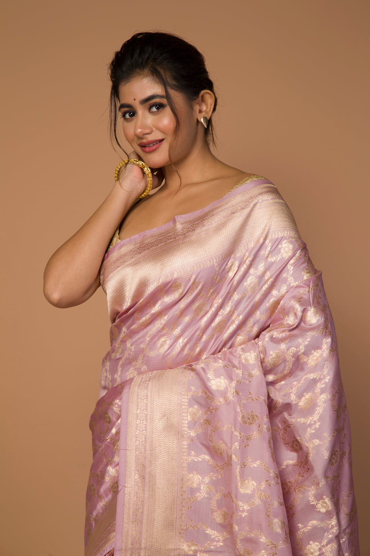 Banarasi Silk Jaal Baby Pink Saree