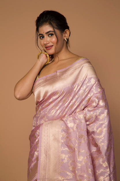 Banarasi Silk Jaal Baby Pink Saree