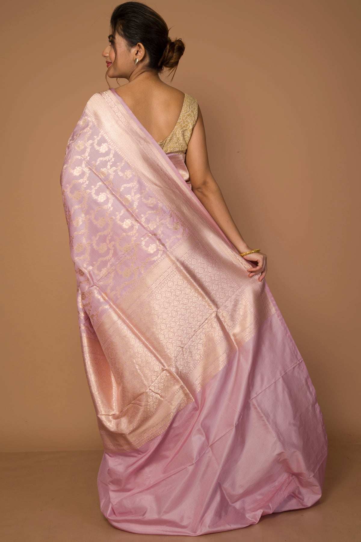 Banarasi Silk Jaal Baby Pink Saree