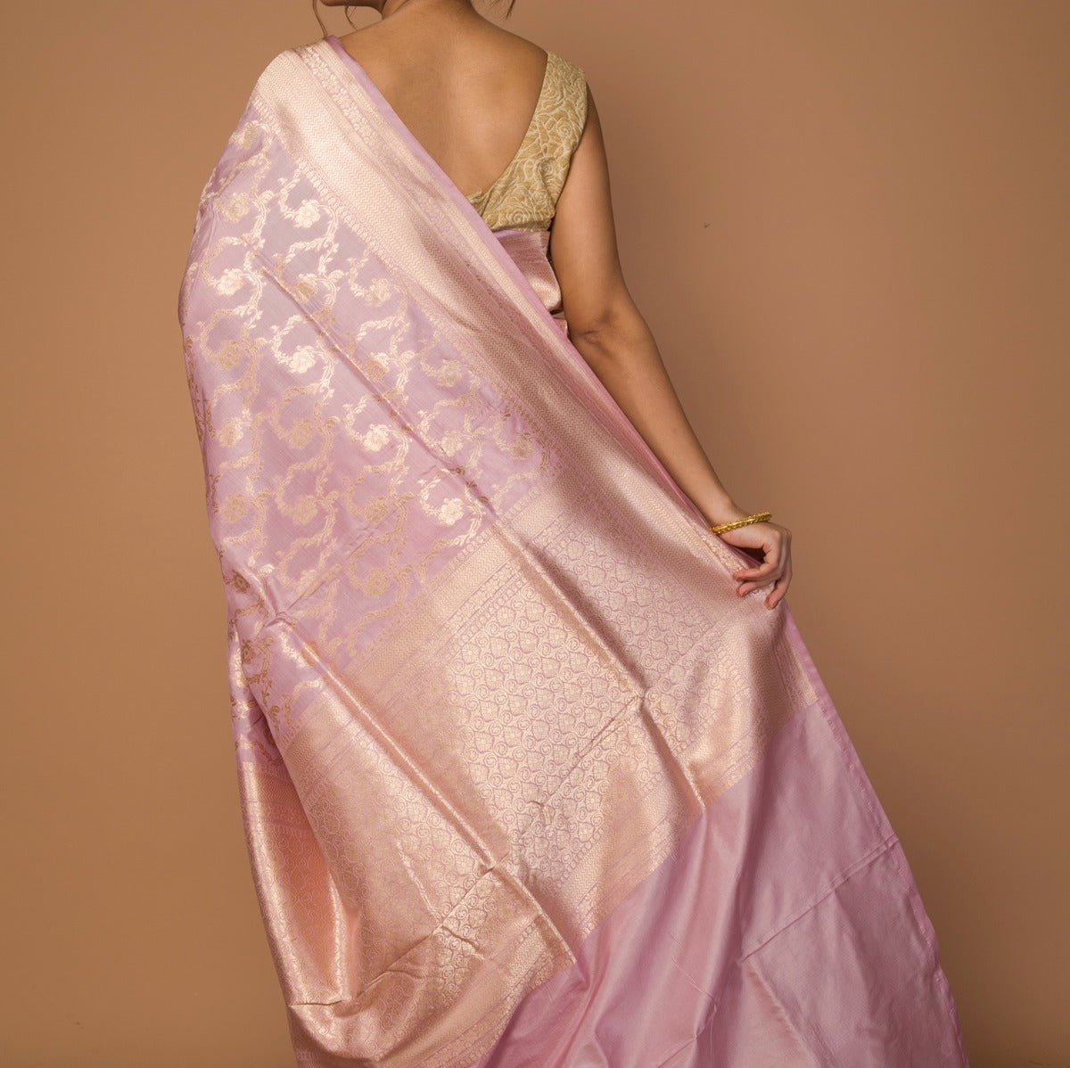 Banarasi Silk Jaal Baby Pink Saree
