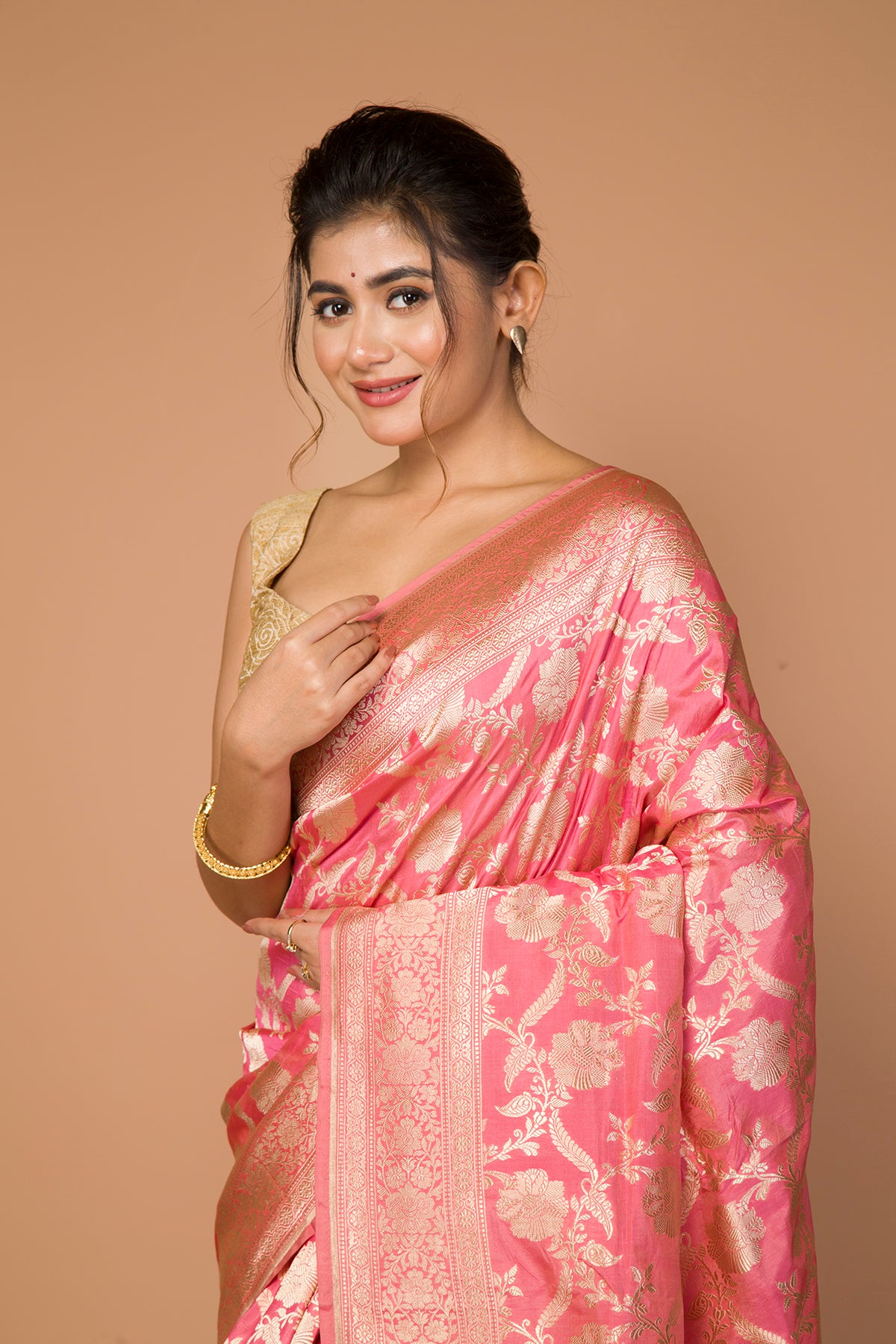 Banarasi Silk Jaal Pink Saree