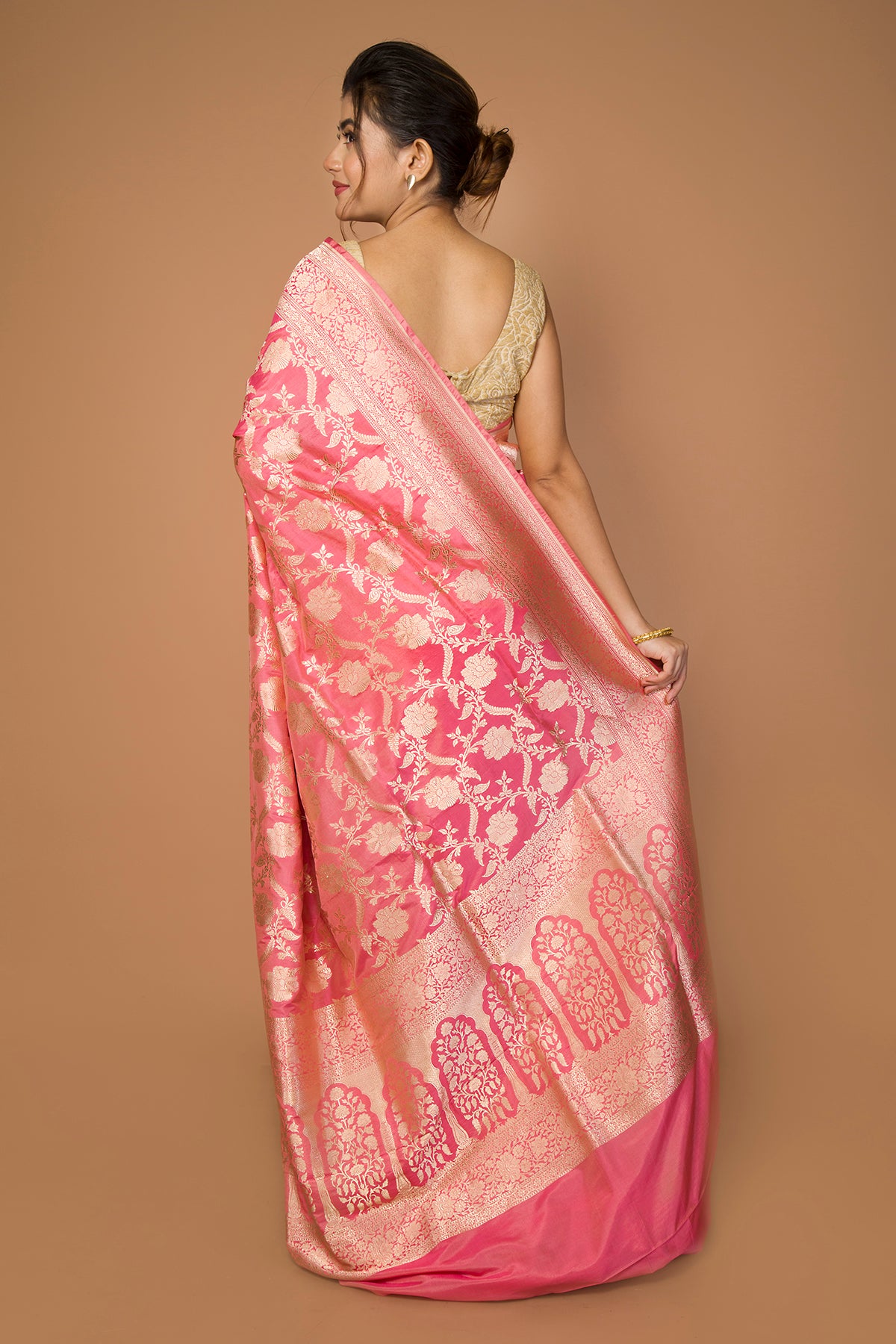 Banarasi Silk Jaal Pink Saree