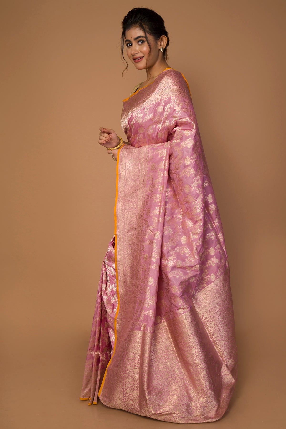 Banarasi Silk Jaal Baby Pink Saree