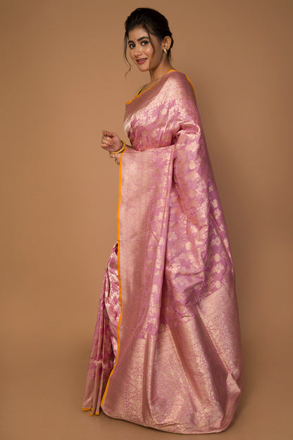 Banarasi Silk Jaal Baby Pink Saree