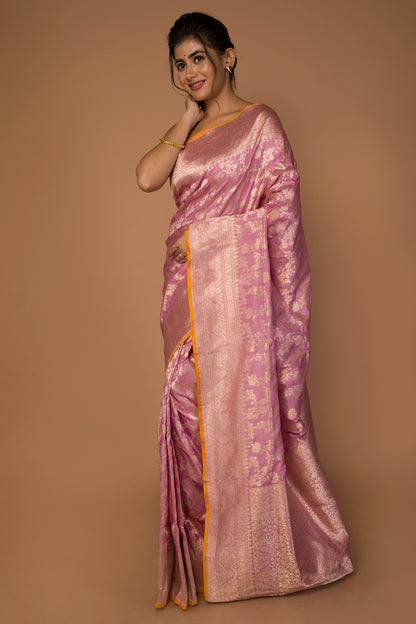 Banarasi Silk Jaal Baby Pink Saree