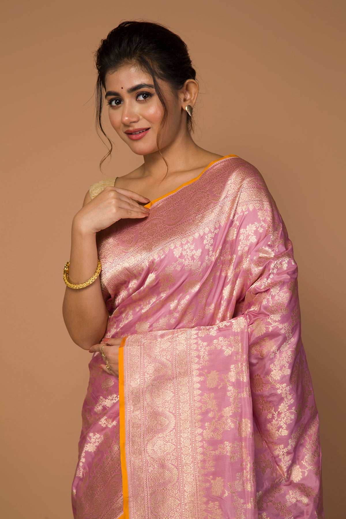 Banarasi Silk Jaal Baby Pink Saree