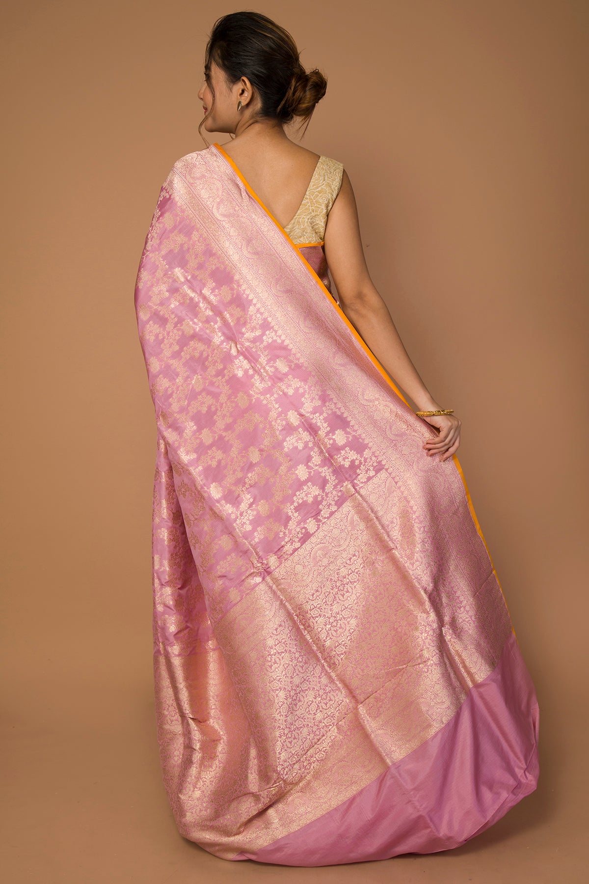 Banarasi Silk Jaal Baby Pink Saree