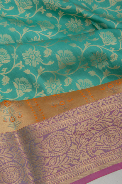 Coimbatore Soft Silk Brocade Sea Green Saree