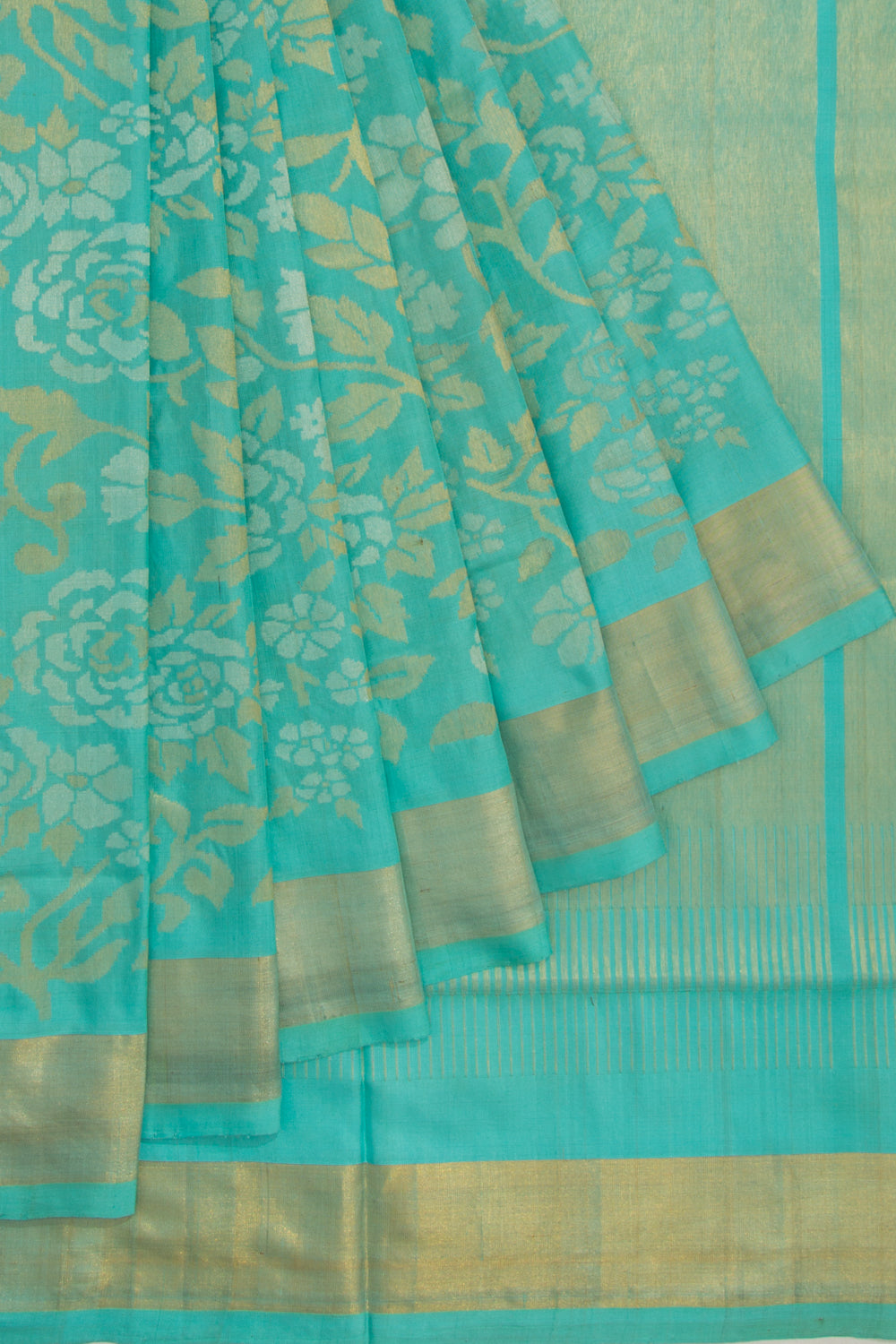 Uppada Silk All Over Jamdani Sea Green Saree