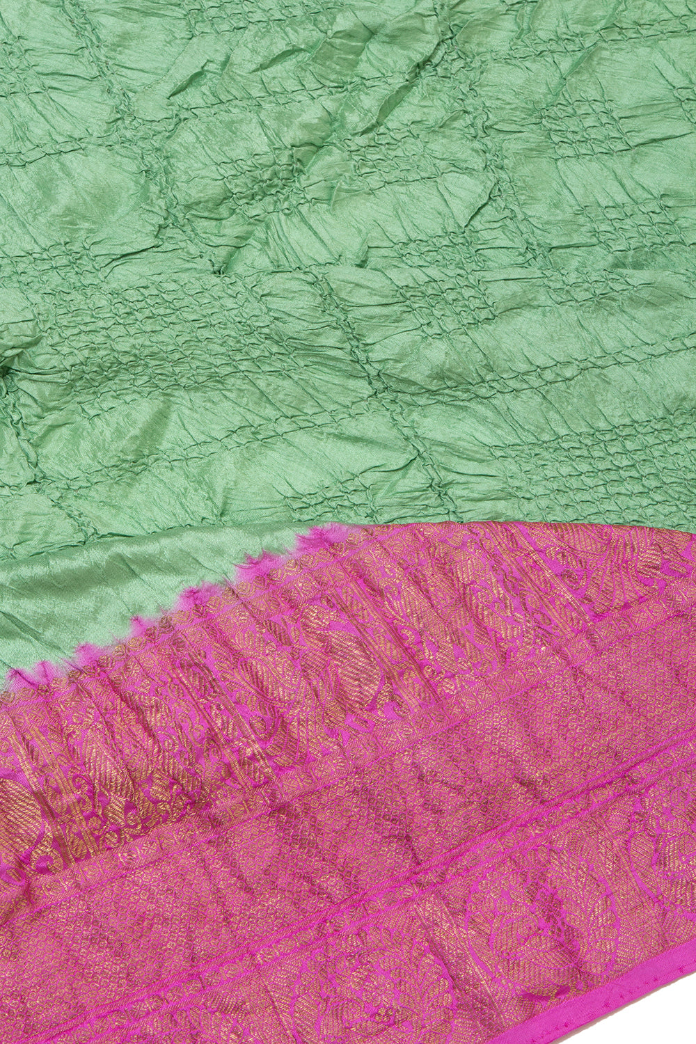 Kanchipuram Silk Bandhani Pastel Green Saree